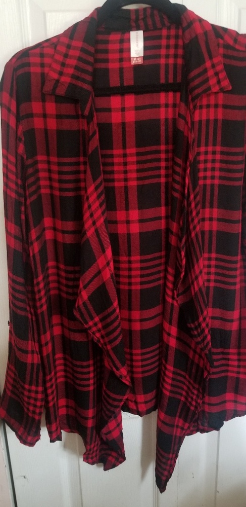Open red plaid cover